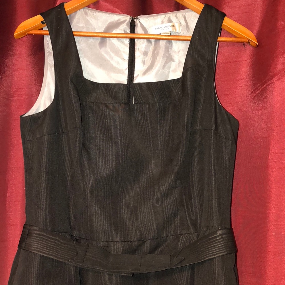 Shiny, Black Structured Fit and Flare Dress